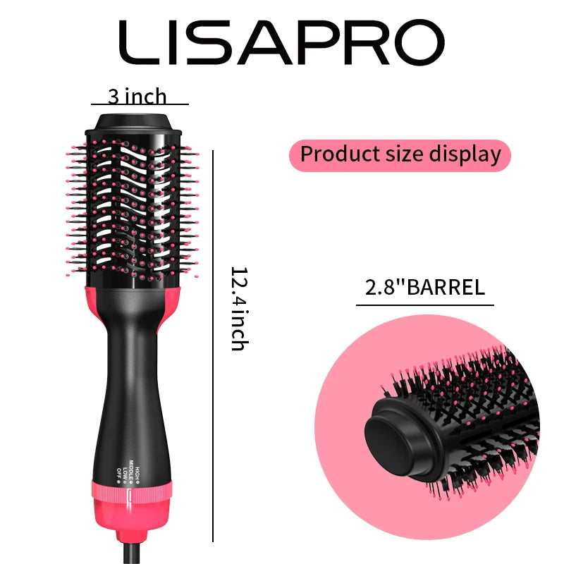 LISAPRO 3 EN 1 Brosse à Air Chaud Sèche-Cheveux en Une Étape et Volumateur  1000W